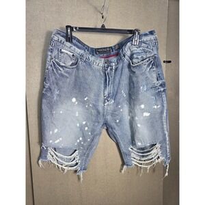 Heritage America Denim Distillery Shorts W50 Bleach‎ Splatter Distressed Denim